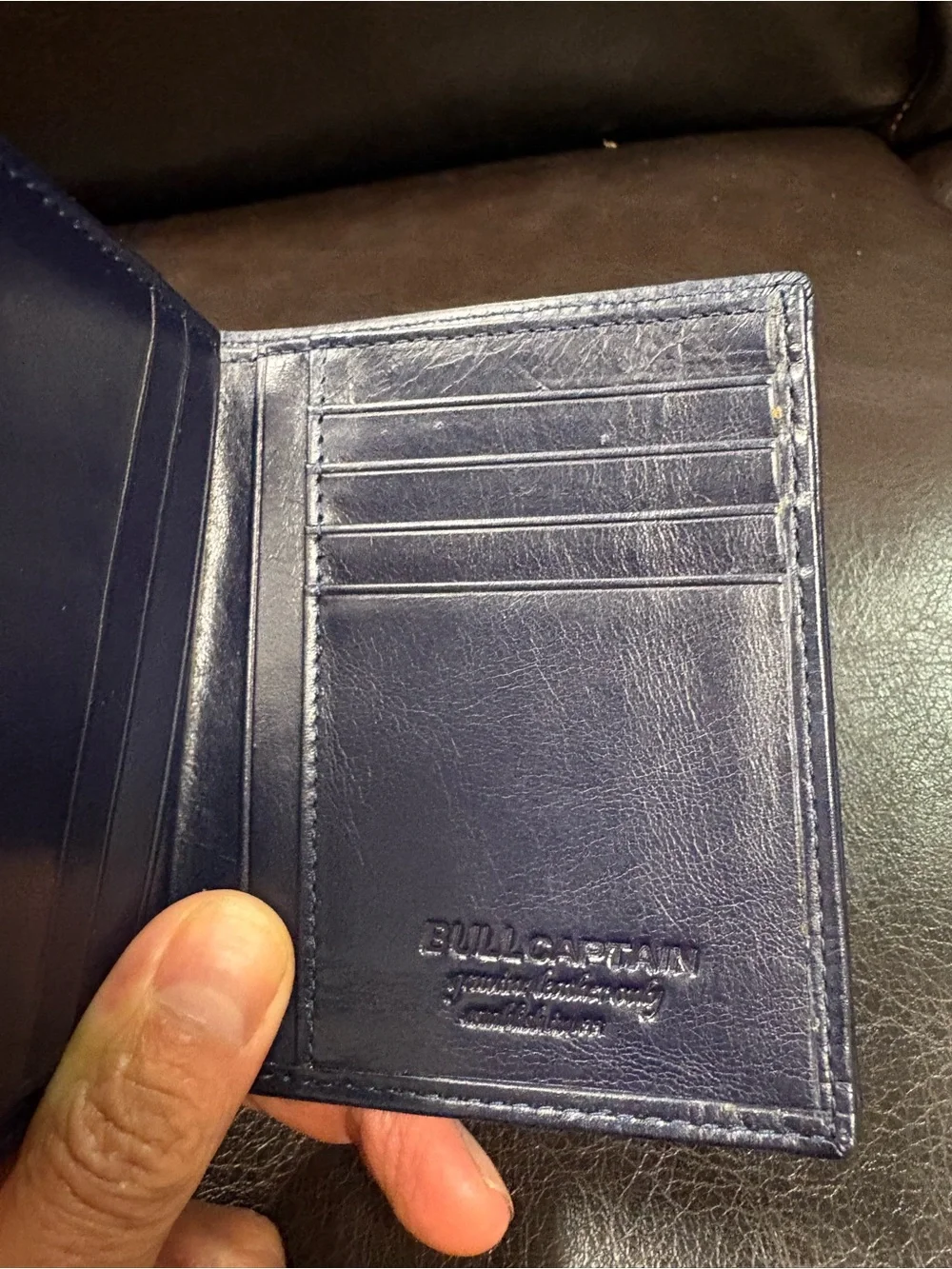 Bullcaptain blue leather Mens wallet EUC